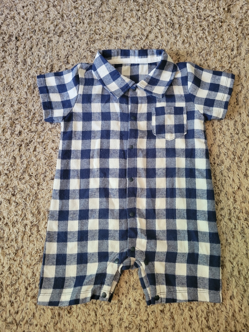 Classic Blue and White Check Baby Romper